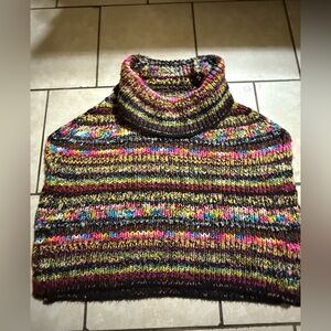 Anthropologie Vibrant Striped Cowl Neck Sweater
